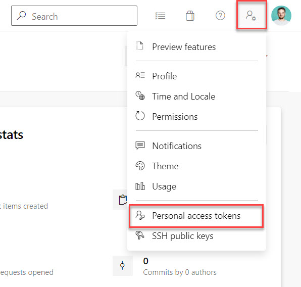 Go to personal access token management